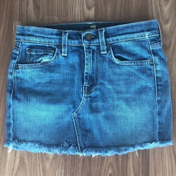 7 For All Mankind Roxy Distress Jean Mini Skirt - Picture 1 of 12